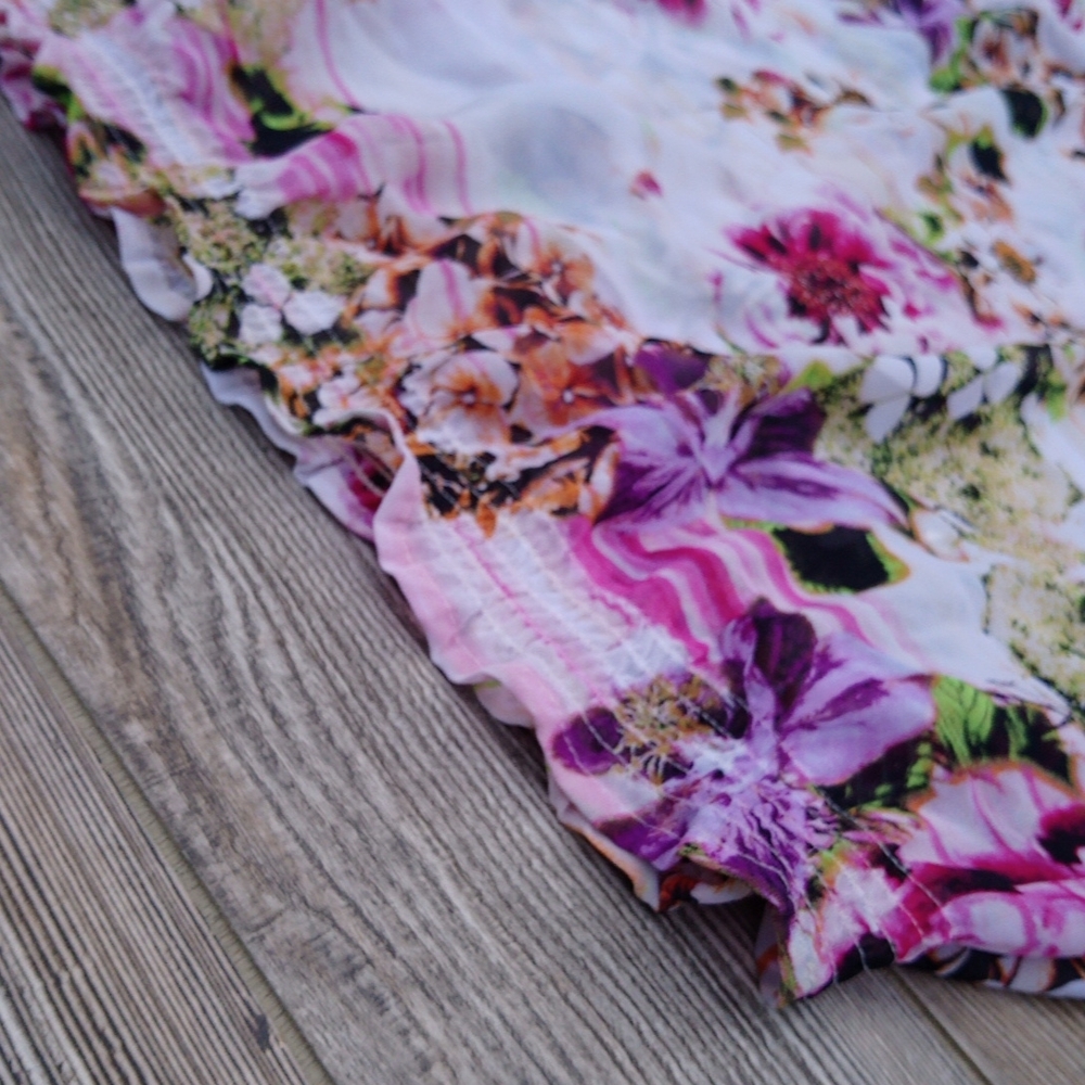 Flower Print Pattern Sheer Lightweight Blouse Top - image 6